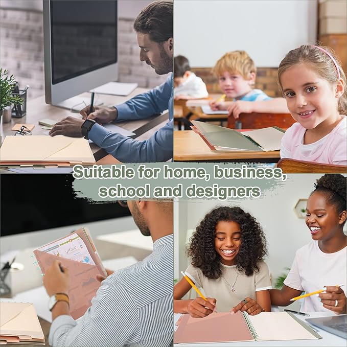 2Set 8 Tab Discbound Notebook Dividers with Pockets Letter Size Disc Planner Pocket 8.5 x 11 Plastic Binder Disc Bound Notebook Divider for School Office Subject Document Discbound System