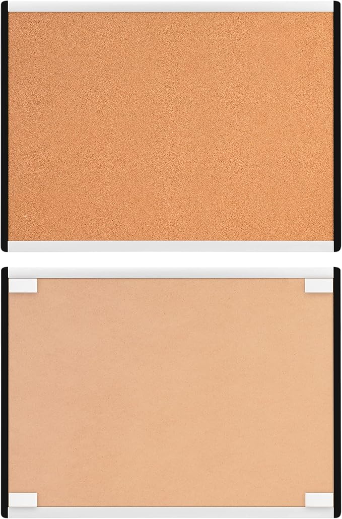 Amazon Basics Rectangular Cork board with Aluminum/Plastic Frame, 3pack, 23" x 17", Brown