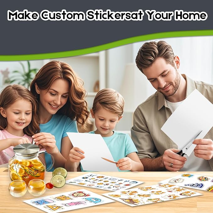 30 Sheets Premium Printable Vinyl Sticker Paper for Inkjet Printers Glossy White 8.5x11 Inch Waterproof & Vibrant Colours Retains Ink Well Tear Resistant Great for Cutting Machines