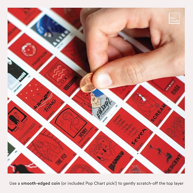 Pop Chart | 100 Horror Movies Scratch-Off Poster | 12" x 16" Wall Art | Horror Movie Decor for the Scary Movie Fan | 100% Made in the USA…