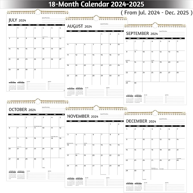 Wall Calendar 2025 – Calendar 2025 Wall, 12 Monthly Calendar, Jan 2024 - Dec 2025, 11.5 x 14.5 In, 2025 Calendar with Large Blocks, Thick Paper, Holidays, To-do ＆ Notes, Great for Organizing