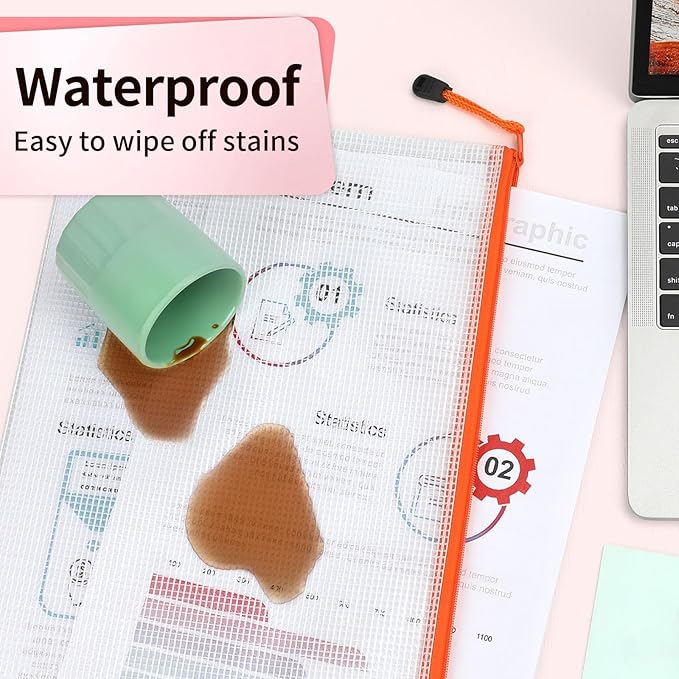 Umriox Mesh Zipper Pouch, 14.9x11.0 in (12 Colors, 12 Packs), Extra Large Zipper Bags, Waterproof Zipper Pouches for Office Supplies, Puzzles, Board Game Storage & Cross Stitch Projects