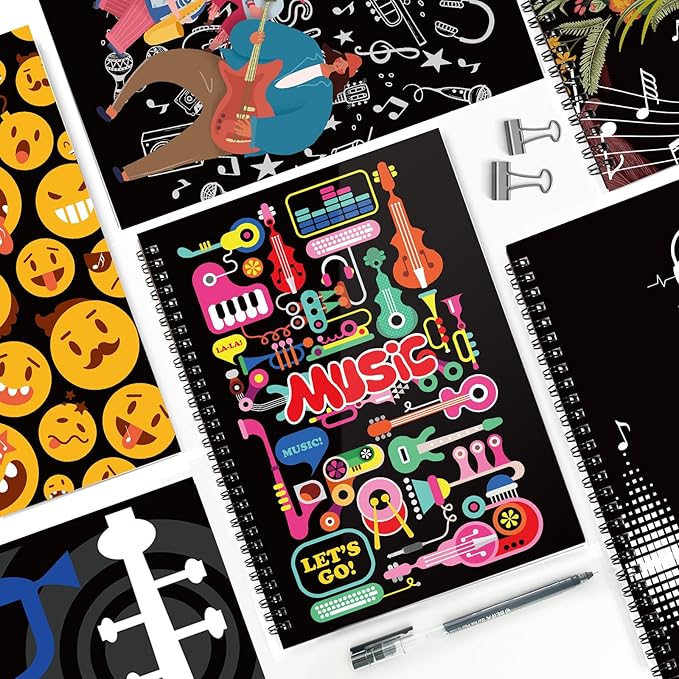 MAXCURY Blank Sheet Music Composition Manuscript Staff Paper Art Music Notebook Black 100 Pages 26x19cm (Music Factory)