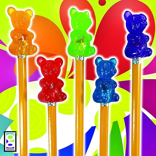 Raymond Geddes Gummy Bear Scented Pencil Toppers - Pack of 24 - Fun and Colorful School Supplies for Kids