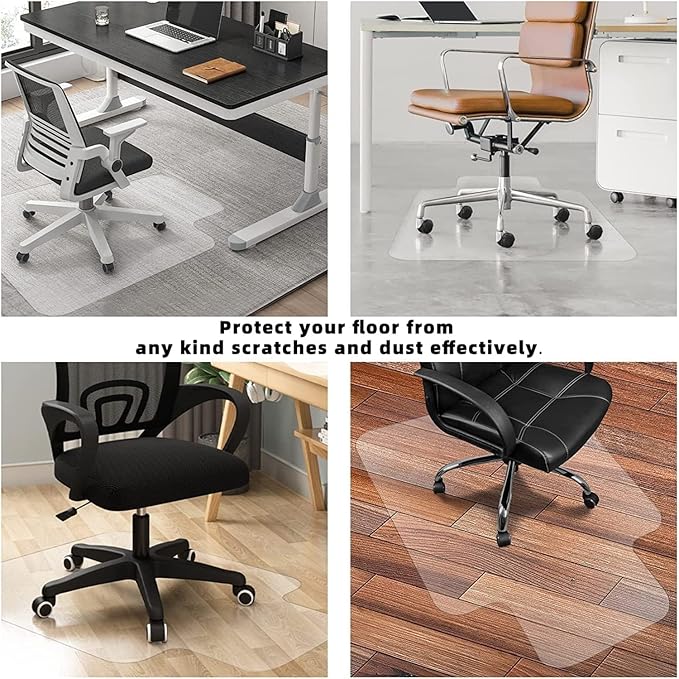 Office Chair Mat for Hard Floors, Desk Chair Floor Mat for Hardwood Floors, Clear Chair Mat for Hard Flooring - 36"" x 48"", Can't be Used on Carpet