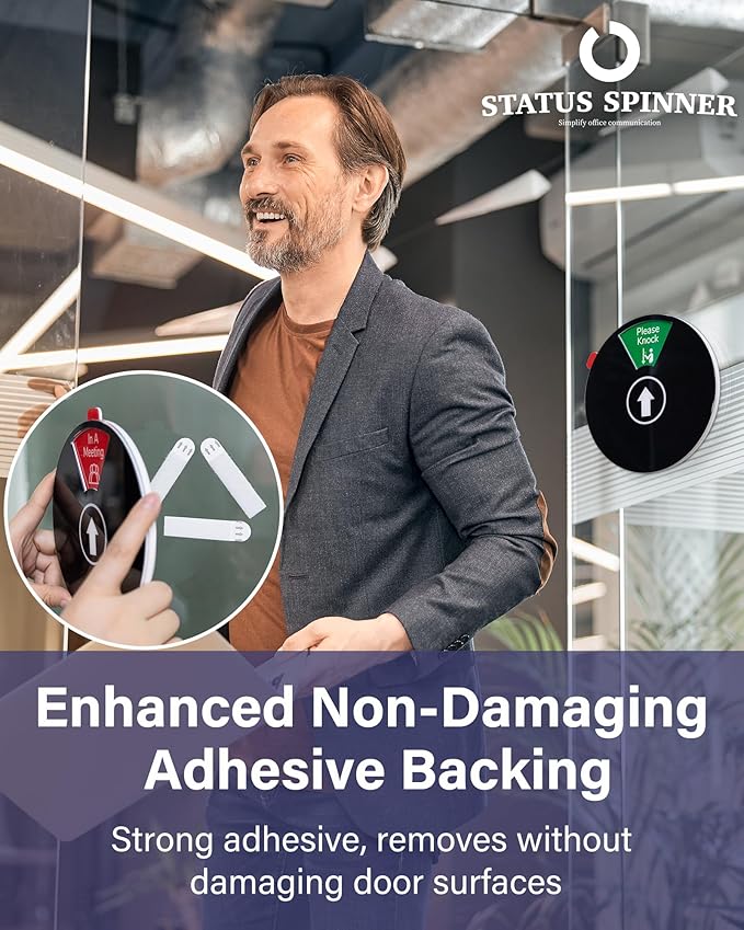 Out Of Office Sign for Door, 6 Options Status Private Sign, In a Meeting, Do Not Disturb, Working Remotely, In Out Sign Available and Away