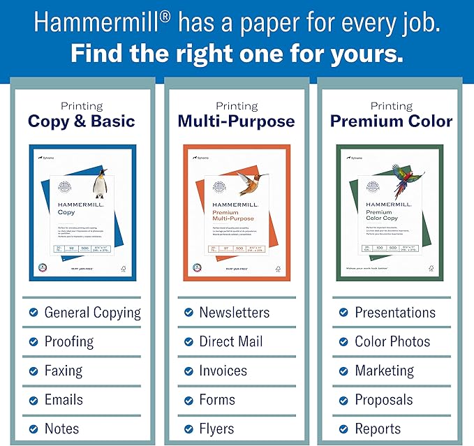 Hammermill Colored Paper, 24 lb Blue Printer Paper, 8.5 x 11-1 Ream (500 Sheets) - Made in the USA, Pastel Paper, 103671R