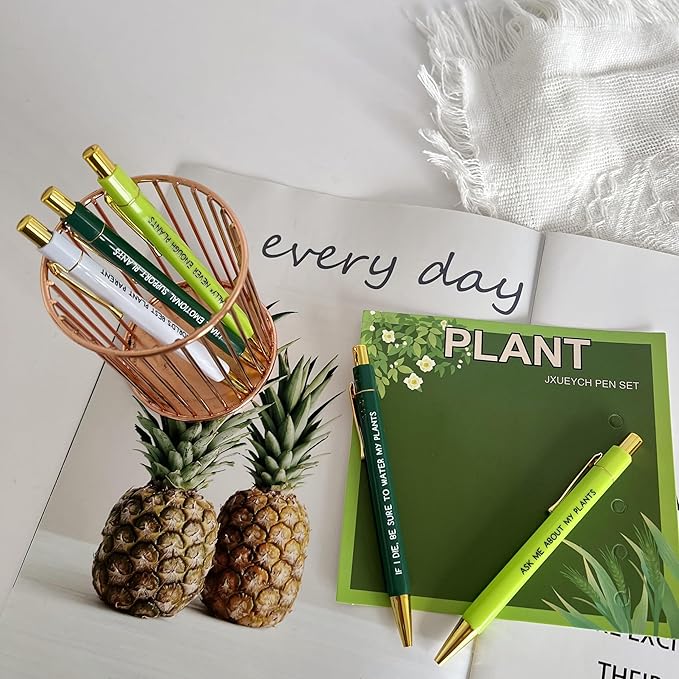 Jxueych Funny Pens 5-Count, Black Ink,Medium Nib 1.0mm, Funny Office Gifts for Coworkers, Personalized Pens Vibrant Funny Quotes Swear Word Daily Pen Set (S)