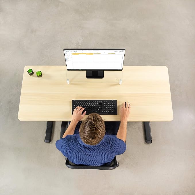 VIVO Light Wood 60 x 24 inch Universal Solid One-Piece Table Top for Standard and Sit to Stand Height Adjustable Home and Office Desk Frames, DESK-TOP60C