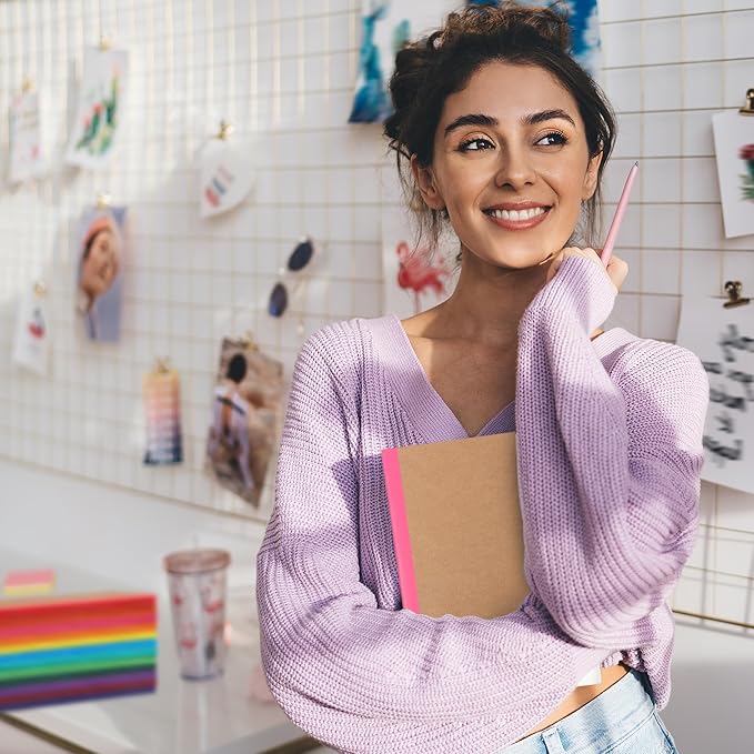 miikoul 24 Pack Composition Notebooks Bulk, A5 Kraft Lined Notebooks College Ruled Journal withs Rainbow Spines, 60 Pages Travel Journals for School Office Supplies,8.3"x 5.5",12 Colors