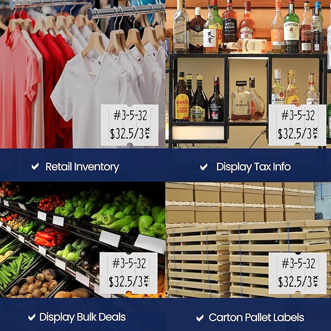 Perco 2 Line White Labels - 8 Rolls, 1 Sleeve, 6,000 Blank Price and Date Gun Labels for Perco 2 Line Price and Date Guns - Made in USA