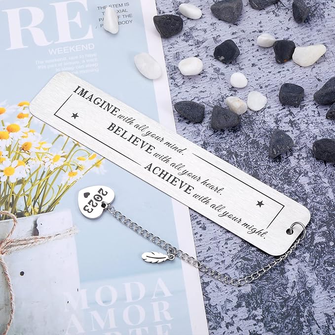 Inspirational Bookmark for Women Bookmarks with Chain 2023 for Book Lover Bookworm Graduation Birthday Gifts for Students Teens Kids Son Daughter Boys Girls Friend Retirement Going Away Bookmark Gift