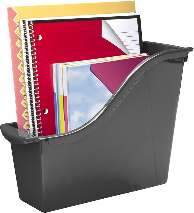 Storex Small Book Bin, Linking Storage Bins, Dry Erase Surface, 11.75" x 8.5" x 4.5", Onyx, 6-Pack, Oynx