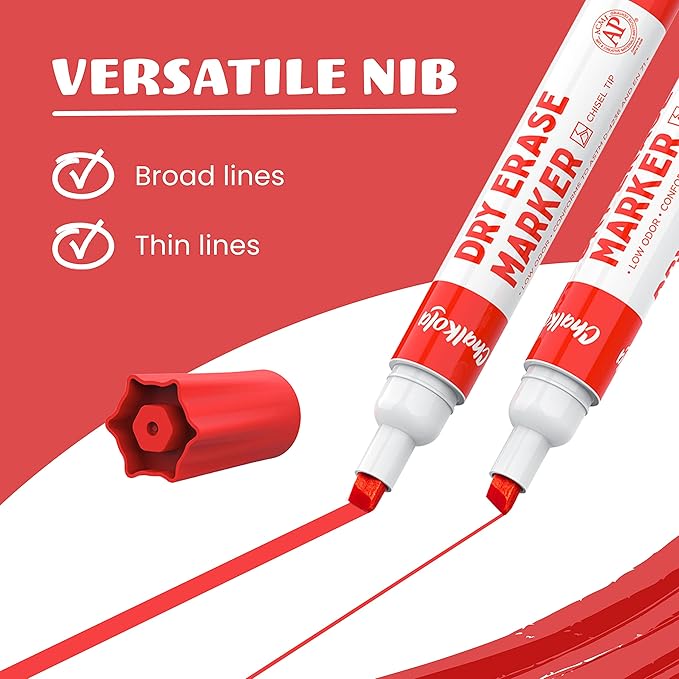 Chalkola Dry Erase Markers Bulk Pack of 60 Colors (15x Black, Red, Green Blue), White Board Markers Dry Erase Pens - Low odor Whiteboard Pens for Kids, Home, Office & Back to School Supplies