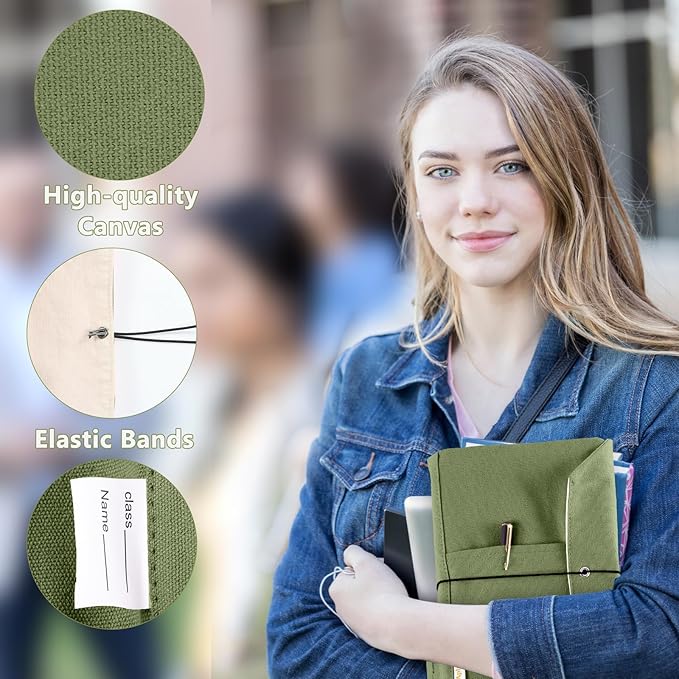 Canvas Book Covers, Washable Book Protector, Book Cover for Paperback Novels, Adjustable Book Cover for Hardcover with Pockets for Pen, Soft Cover Books, Book Lovers Gifts