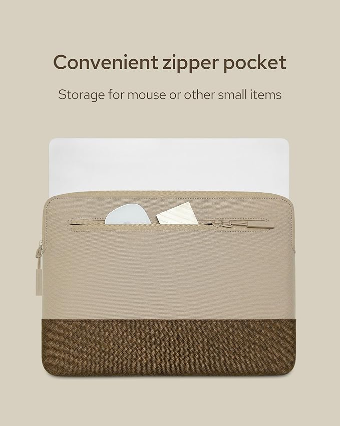 Slim Laptop Sleeve with a Back Zipper Pocket Designed for M1/M2/M3 MacBook Pro/Air (Latte, for 15.3-inch MacBook Air (M2/M3))
