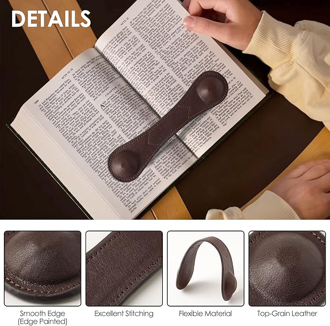 KINIVA Leather Weighted Bookmarks Book Weight Page Holder for Reading,Book Open Holder for Kids Adult,Gifts for Reader (01 Coffee)