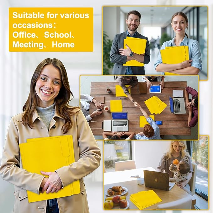 ViVin File Folders, Fits 8.5 x 11 Letter Size Paper, 1/3-Cut Tabs, 120 Pack Manilla Colored File Folders, Perfect for Home, Office, and School Documents File Paper(Yellow)