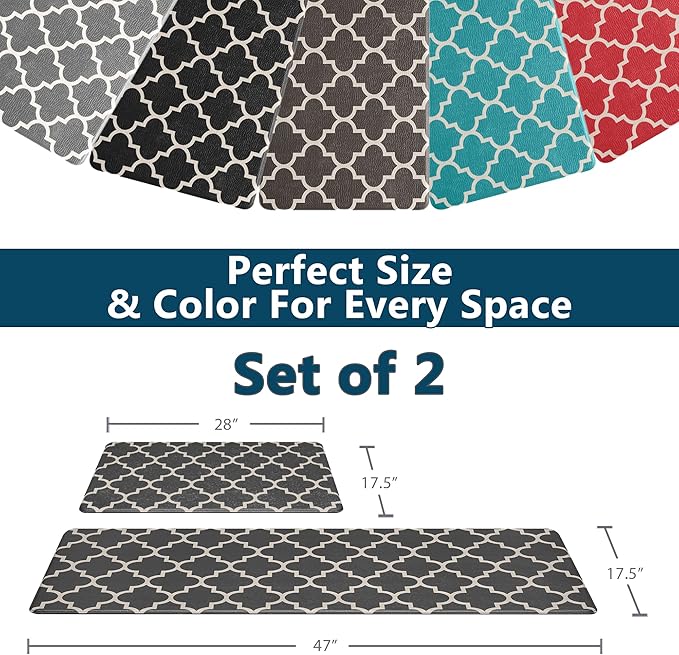 ComfiLife Kitchen Mats for Floor (2 PCs) – Cushioned Anti Fatigue Kitchen Rug for Comfortable Standing – Waterproof, Easy Clean, Non-Slip, Thick Kitchen Mat Set for Home, Office, Sink, Laundry (Gray)