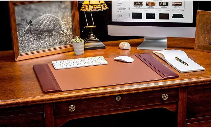 Dacasso Pad with Side Rails Luxury Leather Blotter for Writing-Executive Desk Surface Protector, 25.5" x 17.25", Mocha