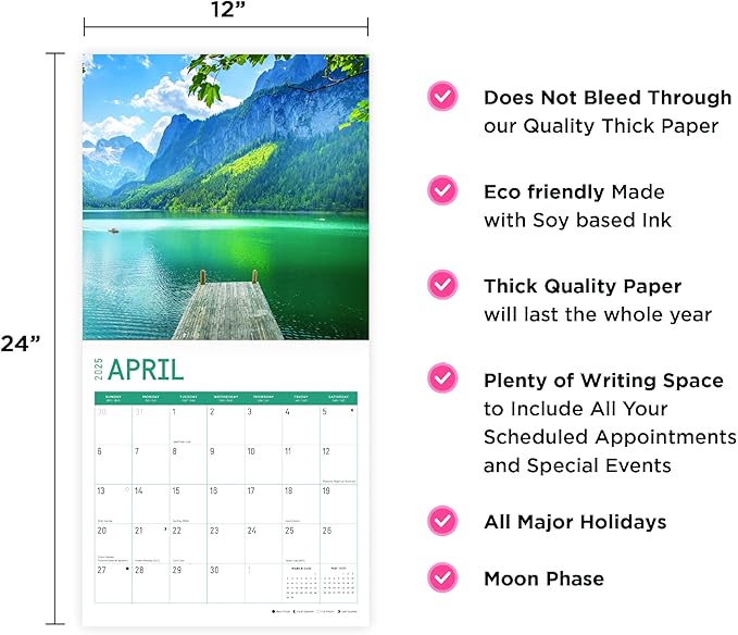 2025 Austria Monthly Wall Calendar by Bright Day, 12 x 12 Inch Beautiful Landscape Photography Gift