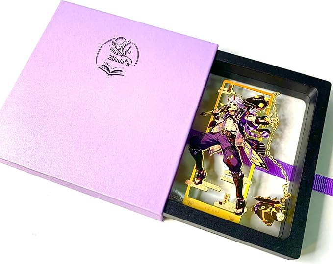 Genshin Impact Arataki Itto Metal Bookmark - Anime Figure Merch with 3D Display Box - Birthday Gifts for Fans Friends Gamer Book Lovers - Zllada