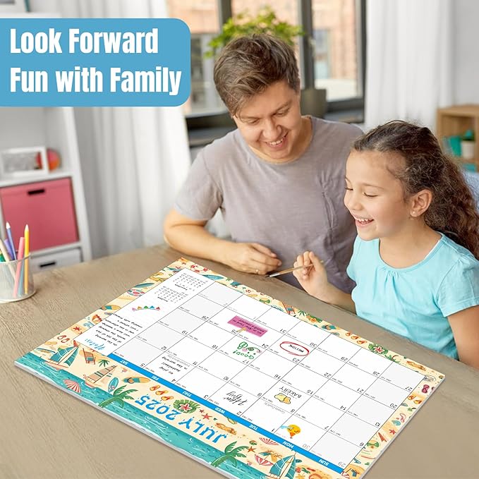 Gannyfer Large Desk Calendar 2024-2025 - 18 months from Otc 2024 to Mar 2026, 22" x 17" Desktop/Wall Pad Calendar with to-do List, Thick Paper with Plastic Cover, Large Ruled Blocks - Snow (2 Binder Clips Included)