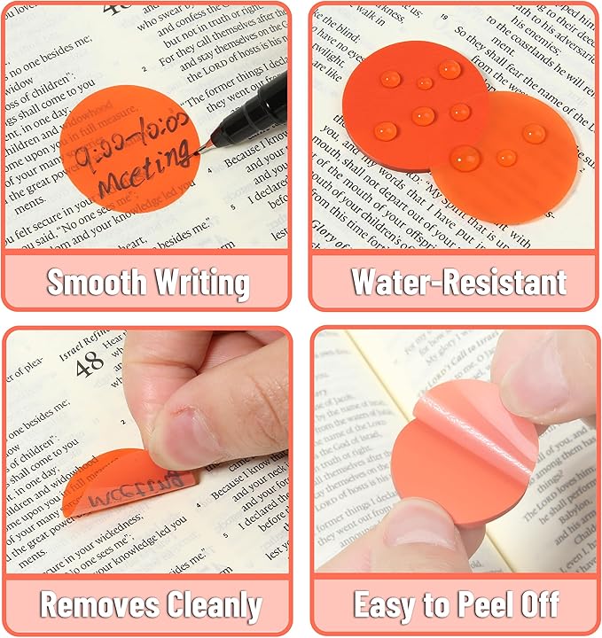 Mr. Pen- Transparent Sticky Note Set, 560Sheets, Colorful, Round Transparent Sticky Notes Set, Bible Sticky Notes Clear Sticky Notes Transparent, Bible Notes, Transparent Sticky Notes for Bible Study