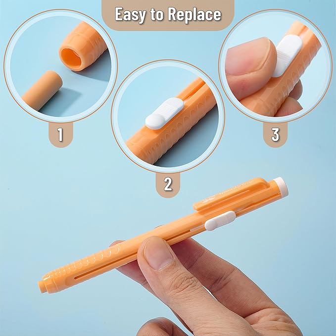 Mr. Pen- Retractable Mechanical Eraser Pen, Pack of 6, Pastel Colored Barrels with Colored Erasers, Pencil Eraser for Pencils, Retractable Eraser Pen, Eraser for Artists, Eraser for Pens