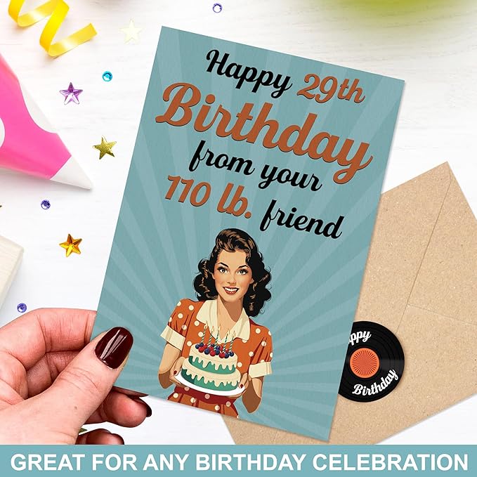 Funny Birthday Card for Women (5"x7") - Best Friend Birthday Gift for Her - Funny Gifts Happy 29th, 30th, 40th, 50th, 60th, 70th Birthday Card for Women, Her, Bestie and Friendship