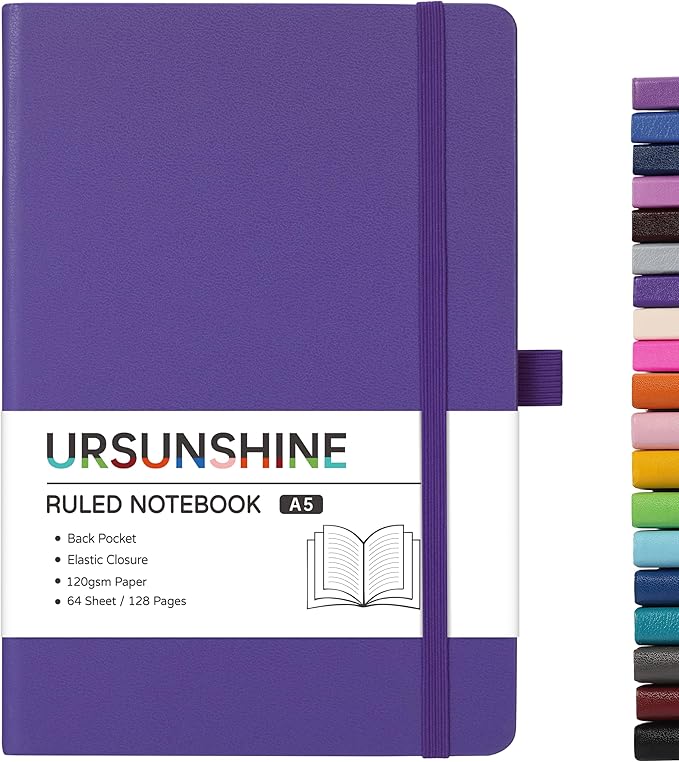 Ruled Notebook/Journal - Classic Lined Journal/Notebook, 5.3'' x 8.26'', Hardcover with Thick Paper, Banded + Pen Holder +Inner Pocket - Periwinkle