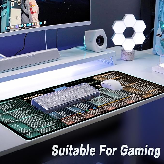 Excel,Word,Outlook,Windows,PowerPoint Cheat Sheet Mouse Pad,Extended Large XXL Office Shortcut Keyboard Desk Pad,Non-Slip Accessories Desk Mat 35.4" x 15.7"