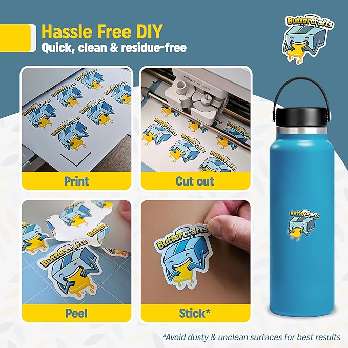 Clear Printable Vinyl for Inkjet Printer (Clear Sticker Paper | Waterproof | 50 Sheets) - Transparent Inkjet Printable Vinyl Sticker Paper Avoid Jams for Printers | Transparent Sticker Paper