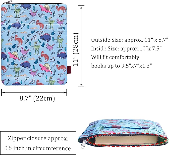 Book Sleeve for Book Lovers, Bookish Book Protector, Book Covers for Paperbacks, Washable Fabric, Book Sleeves with Zipper, Medium 11 Inch X 8.7 Inch