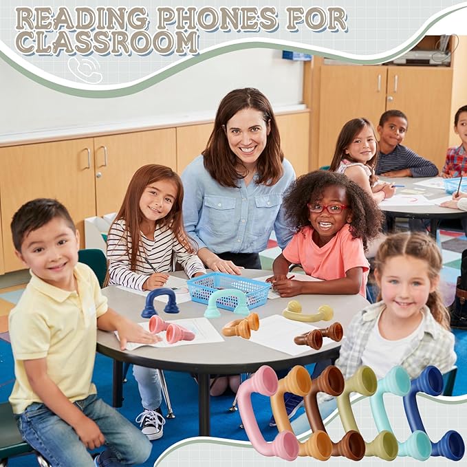 Shappy Bulk Whisper Reading Phones 24 Pcs Whisper Auditory Feedback Phone Classroom Manipulative Hear Myself Sound Speech Therapy Tool for Kids Accelerate Reading Fluency Pronunciation(Morandi Color)