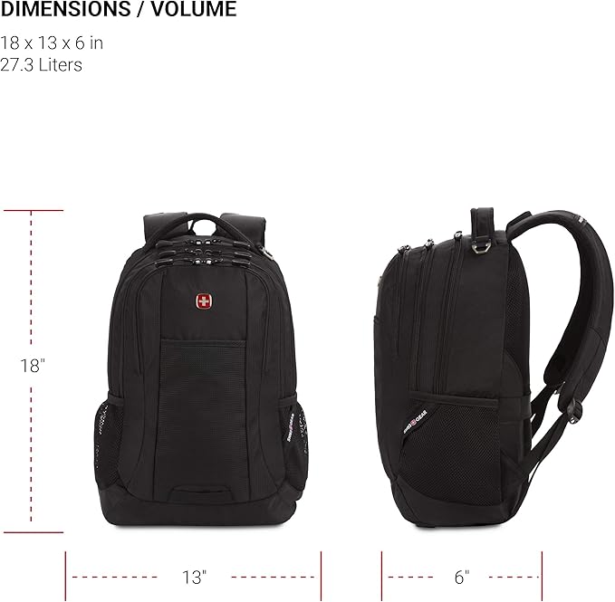 SwissGear Cecil 5505 Laptop Backpack, Black, 18-Inch