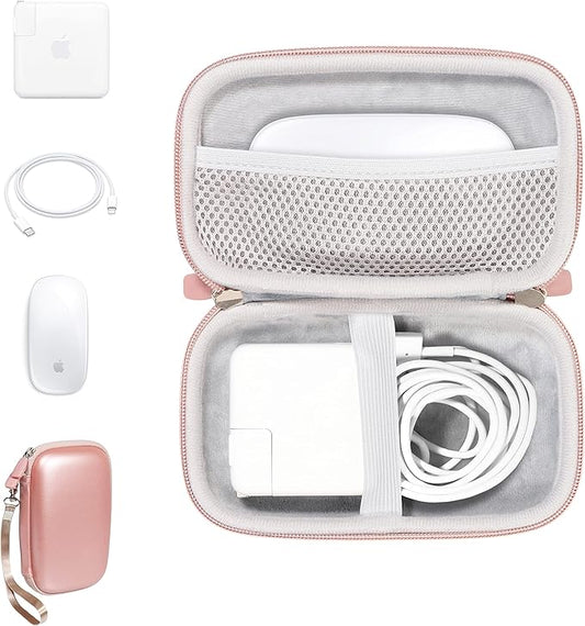 Alltravel All in one case for MacBook Accessories MacBook, MacBook Pro, Air Charger 45W/60W/100W, MagSafe 1/2, Magic Mouse 1/2, Lightning Cord, USB Hub, Type C Hub (Rose Gold)