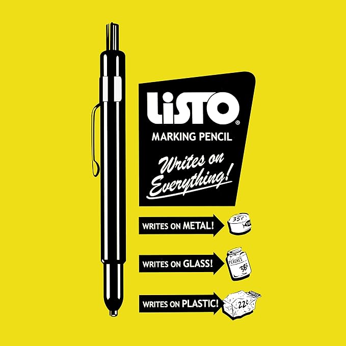 Listo 1620 - Box of 12 - BLACK COLOR - China Markers/Grease Pencils/China Marking/Pencils/Wax Pencils - Made in USA