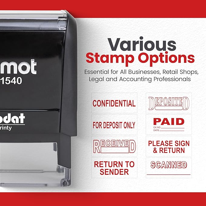 Promot Please Sign and Return Self Inking Rubber Stamp - Refillable Teacher Stamps - Business, Bookkeeping, Ordering, Accounting, Work, Bank, Office Stamper - Red Ink