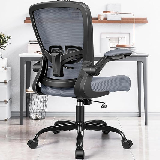FelixKing Office Chair, Ergonomic Desk Chair with Adjustable Height and Lumbar Support Swivel Desk Computer Chair with Flip up Armrests for Conference Room (Dark Gray)
