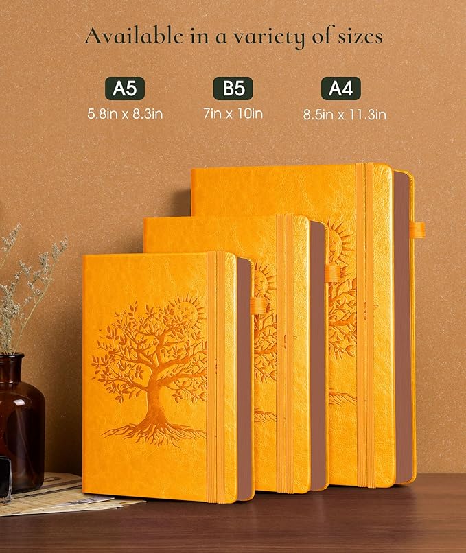 Vintage Leather Journal with 300 Numbered Pages,B5 Lined Journal for Men Women,Daily Journals for Writing,College Ruled Notebook for Work,School,Note taking,Travel Diary,Large (7" x 10")