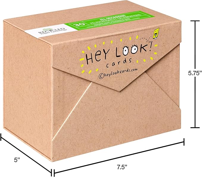 Recycled Paper Greetings 30-Count Funny All Occasion Card Assortment with Envelopes, Seals, and Storage Box by Hey Look!