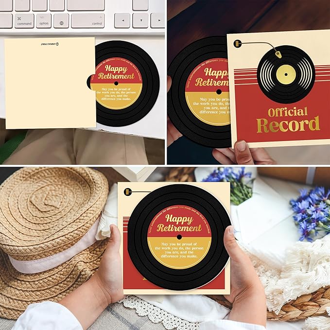 Happy Retirement Card, Best Retirement Gift 2025 For Woman or Man, Retiring Congratulation Card For Boss Friends Teacher, Officially Retired Vinyl, Coworker Leaving Card (Gold Foil), Farewell Gifts