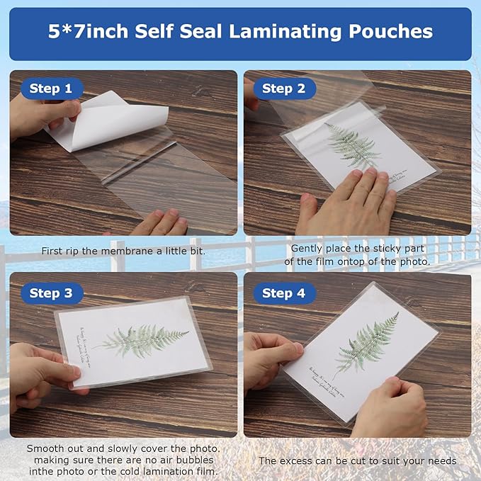 50 Sheets Self Seal Laminating Pouches 5x7 Self Adhesive Laminating Sheet No Heat No Laminating Machine Needed for Photos Index Cards