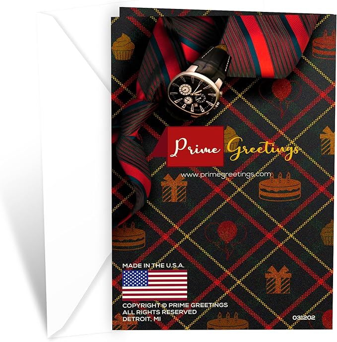 Prime Greetings Son In Law Birthday Card, Made in America, Eco-Friendly, Thick Card Stock with Premium Envelope 5in x 7.75in, Packaged in Protective Mailer