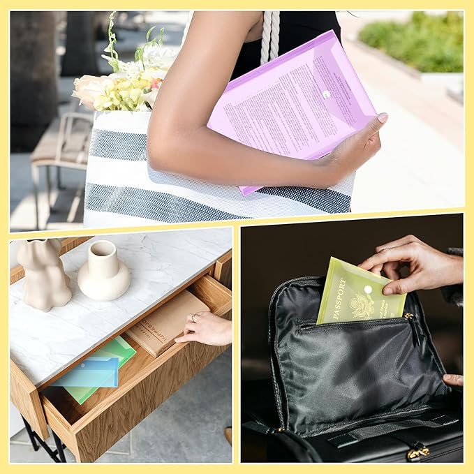 Vmiapxo 40 Pack Multi-Color Stamp and Die Storage Pockets, Reusable Rainbow Small Plastic Envelopes Waterproof Sticker Organizer Receipt Holder Photo Storage Folders (Mixed Size)