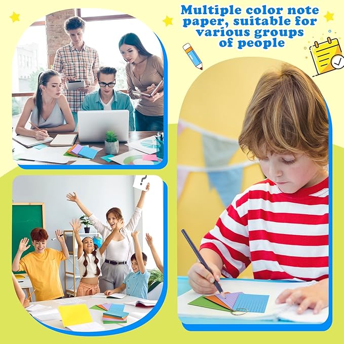 Colored Index Cards 3x5 Inches Flash Cards with Ring Lined Flashcards Heavy Note Cards for Studying School Supplies College, 200 Count