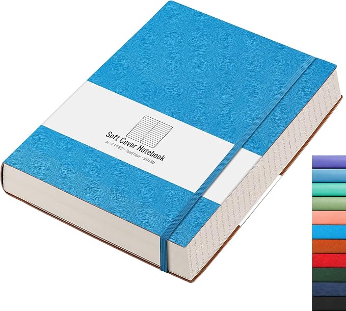 AHGXG Lined Journal Notebook - Thick Journal 320 Pages, A4 Large Notebook College Ruled, 8.5''×11'', 100gsm Thick Paper, Leather Softcover Notebook for Work School - Blue