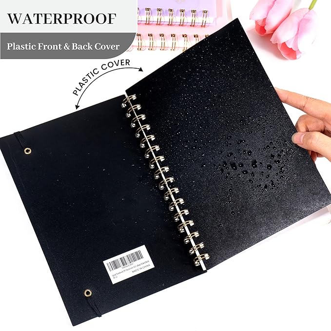 Yoment Spiral Notebook College Ruled A5 Spiral Bound Journal 160 Pages Thick Paper Plastic Hardcover Spiral Notebook 5x7 Wire Bound Notebooks for Note Taking School Office Supplies,Black