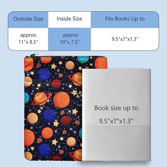 Book Sleeve for Book Lovers, Bookish Book Protector, Book Covers for Paperbacks, Washable Fabric, Book Sleeves with Zipper, Medium 11 Inch X 8.7 Inch